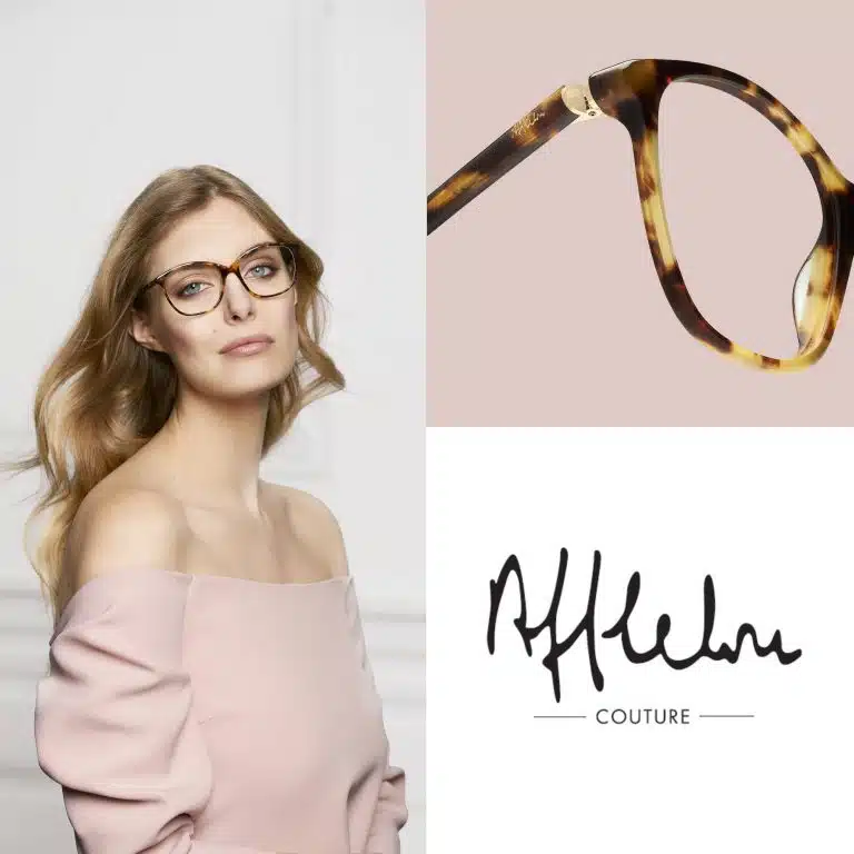 Photographie de détail sur la charnière des lunettes Afflelou Couture.